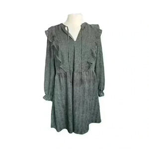 Loft Textured Ruffle Swing Dress Women’s Size Medium Petite